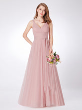 Load image into Gallery viewer, Clearance - Pretty Tulle V Neck Bridesmaid/Prom Dress