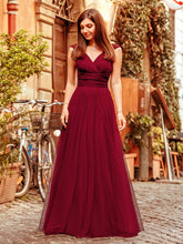 Load image into Gallery viewer, Clearance - Pretty Tulle V Neck Bridesmaid/Prom Dress