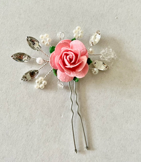 Set of 3 Floral Bobby Pins - Baby Pink