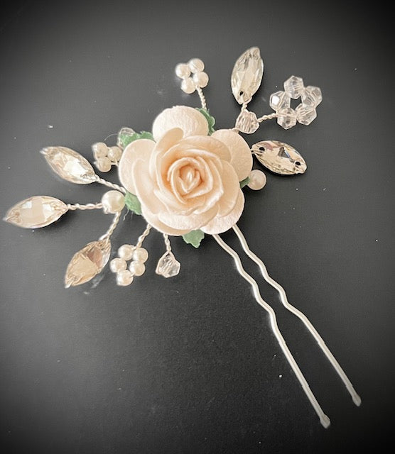 Set of 3 Floral Bobby Pins - Ivory