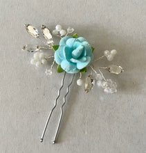 Load image into Gallery viewer, Set of 3 Floral Bobby Pins - Light Blue