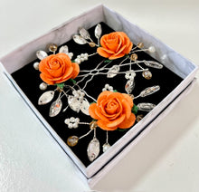 Load image into Gallery viewer, Set of 3 Floral Bobby Pins - Orange