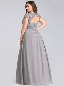 Chiffon Bridesmaid Dress with cap sleeve - Grey