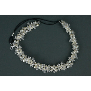 Freshwater Pearls, Diamante & Crystal Headband with Black Elastic Band - TLH3059