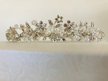 Load image into Gallery viewer, Crystal &amp; Diamante Pearl Tiara by Twilight Designs TLT4504 - 3cm high