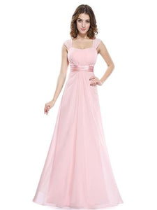 Floor length Chiffon Bridesmaid Dress in Pink