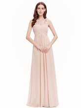 Load image into Gallery viewer, Clearance! Pretty chiffon One shoulder Bridesmaid  dress in Blush Hues - Size 8