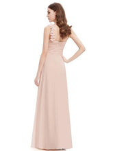Load image into Gallery viewer, Clearance! Pretty chiffon One shoulder Bridesmaid  dress in Blush Hues - Size 8