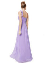 Load image into Gallery viewer, Lilac Chiffon One Shoulder Bridesmaid dress
