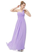 Load image into Gallery viewer, Lilac Chiffon One Shoulder Bridesmaid dress