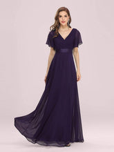 Load image into Gallery viewer, Glamorous Double V-Neck, Chiffon Bridesmaid/Evening Dress - Dark Purple