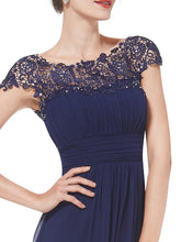 Load image into Gallery viewer, Clearance - Chiffon Bridesmaid Dress with cap sleeve - Navy Blue