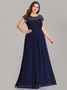Clearance - Chiffon Bridesmaid Dress with cap sleeve - Navy Blue