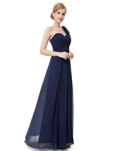 Navy Blue Chiffon One Shoulder Bridesmaid dress