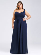 Load image into Gallery viewer, Navy Blue Chiffon One Shoulder Bridesmaid dress