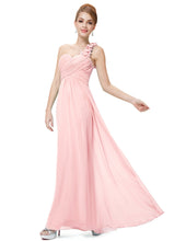 Load image into Gallery viewer, Pink Chiffon One Shoulder Bridesmaid dress