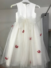 Load image into Gallery viewer, Girls Ivory Flower Girl Dress with Red Butterflies- Age 6