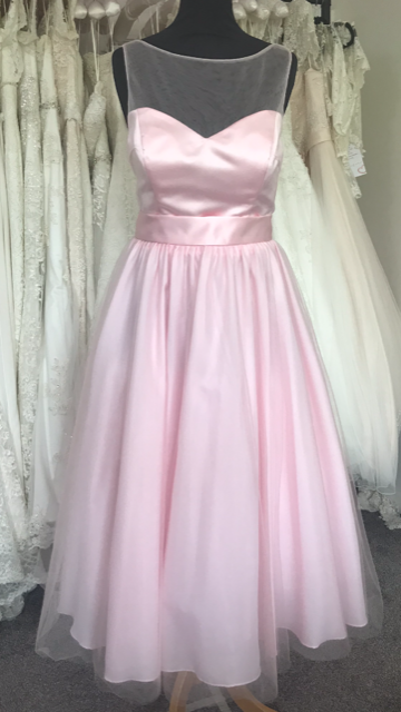 Shop Sample - Baby Pink Tea length Bridesmaid Dress by Linzi Jay Size 16 - EN395