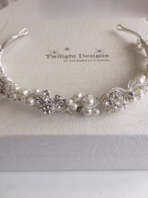 Load image into Gallery viewer, A Crystal &amp; Pearl Diamante Headband/Tiara by Twilight Designs TLT4641