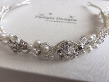 Load image into Gallery viewer, A Crystal &amp; Pearl Diamante Headband/Tiara by Twilight Designs TLT4641