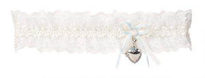Ivory Lace Garter with Heart Locket by Poirier (KB-34)