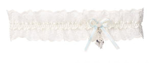 Ivory Lace Garter with Heart lock & Key by Piorier (KB-36)
