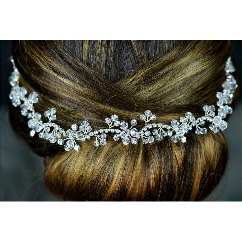 A Beautiful Silver Crystal and Diamante Hair Vine TLH3064 by Twilight Designs