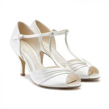 Load image into Gallery viewer, Belvoir  Size 4  Ivory Peep Toe T-Bar Bridal Shoe by Paradox London. Were £79 Now £49.95