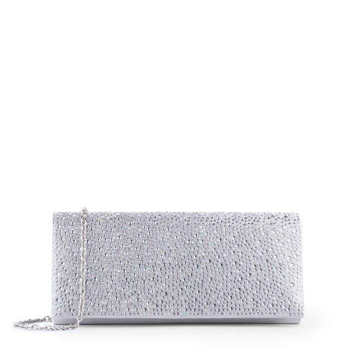 Darbie -  Silver Diamanté Clutch Bag