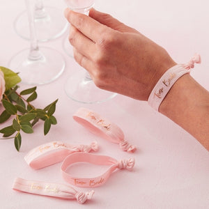 Team Bride Floral Hen Party Pink Wrist Bands - Pack of 5